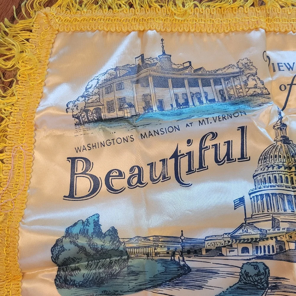 Vintage Washington DC Souvenir Pillow Cover ~ White House ~ Cherry Blossoms